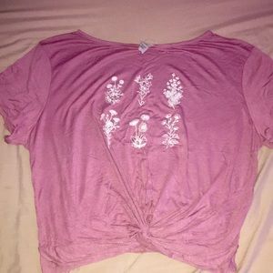 Crop top light purple never worn white flower prints